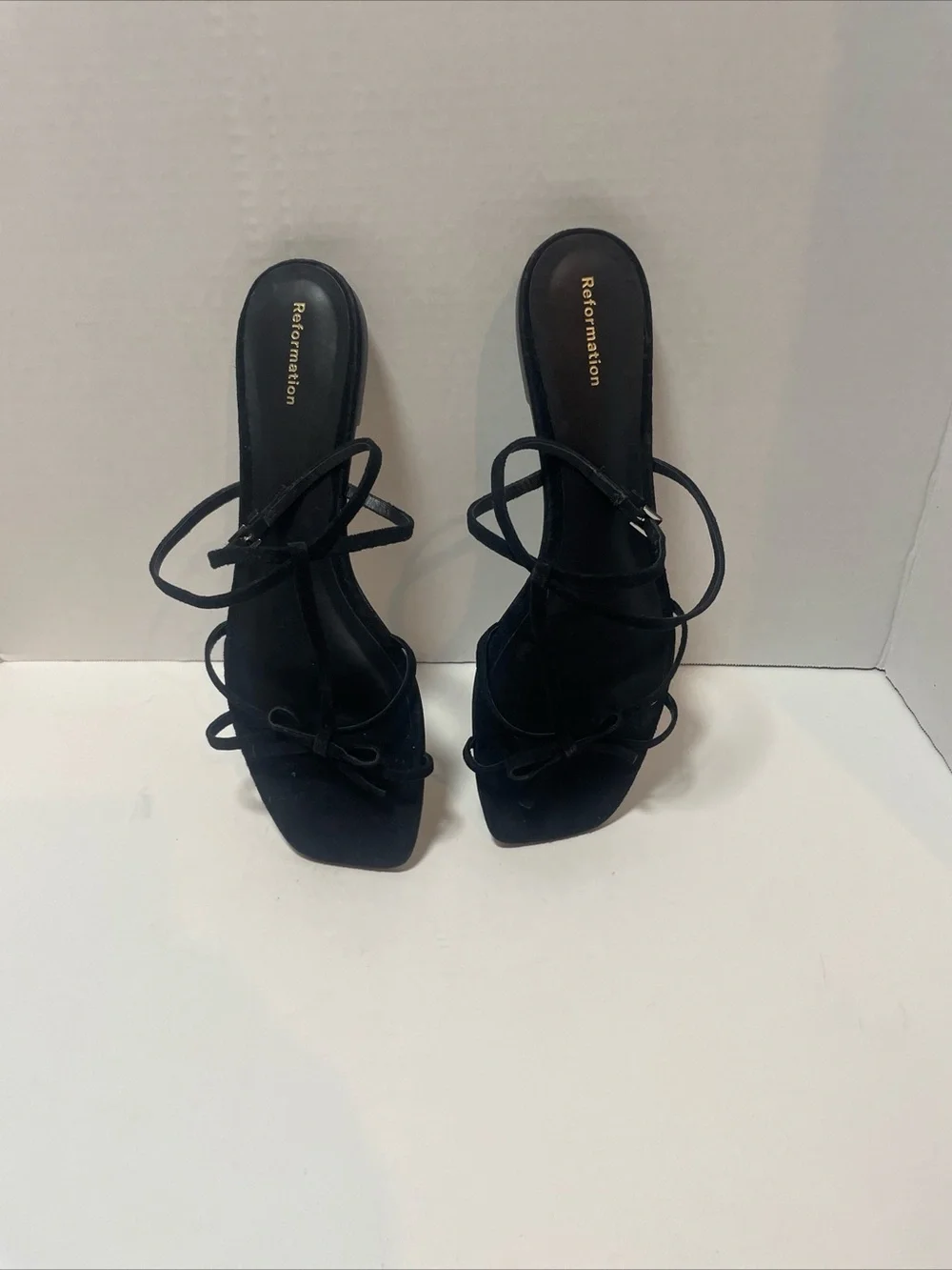 Reformation Maya Black Suede Flat Sandals Women’s Size 7.5